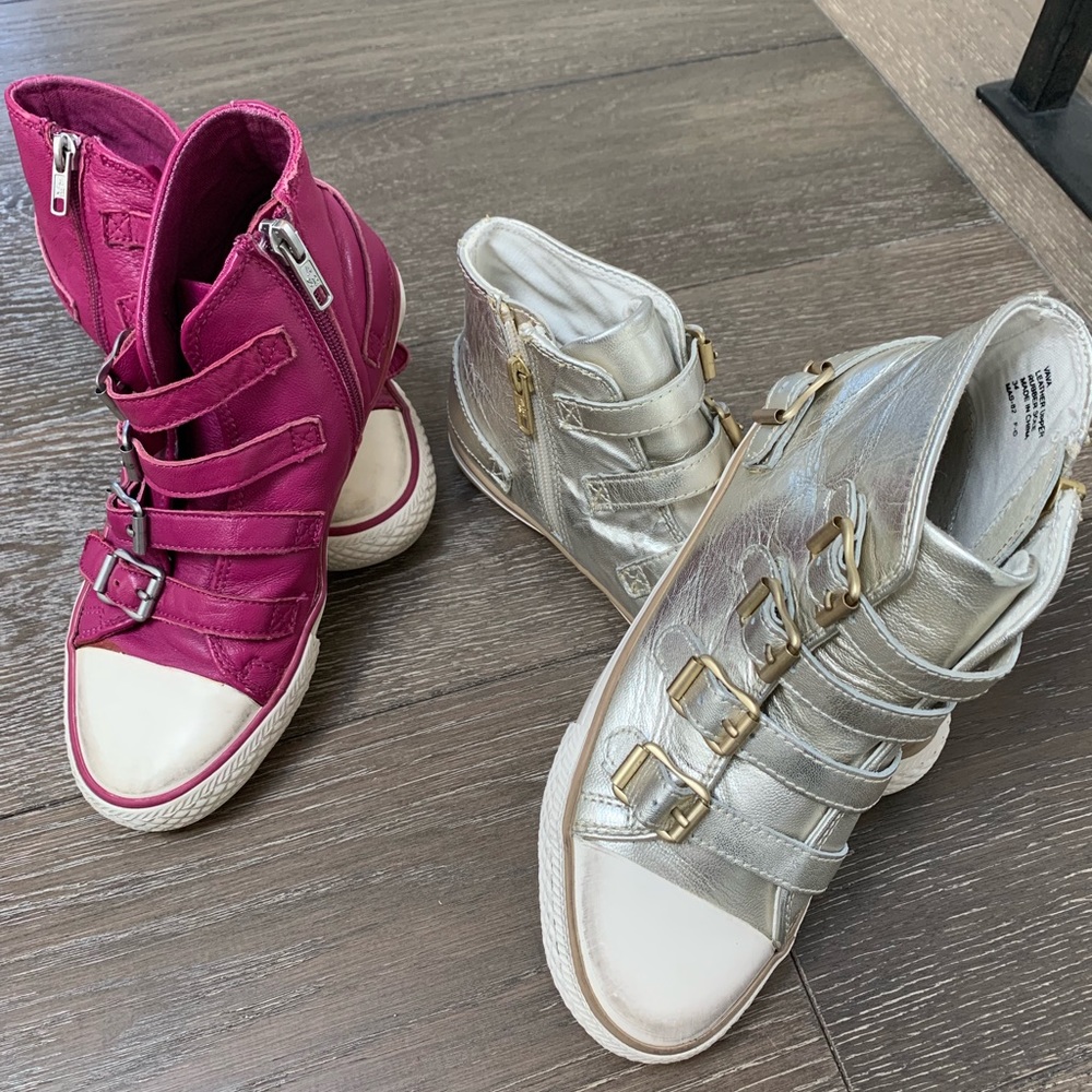 🆕 GOLD- ASH SIDE ZIPPER w/BUCKLE SNEAKERS